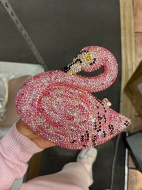 Sparkling Pink Flamingo Crystal Evening Clutch